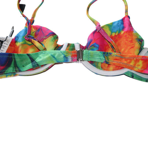 PrettyLittleThing Multi Abstract Print Underwired Bikini Top Size 6 NWT - Picture 8 of 12